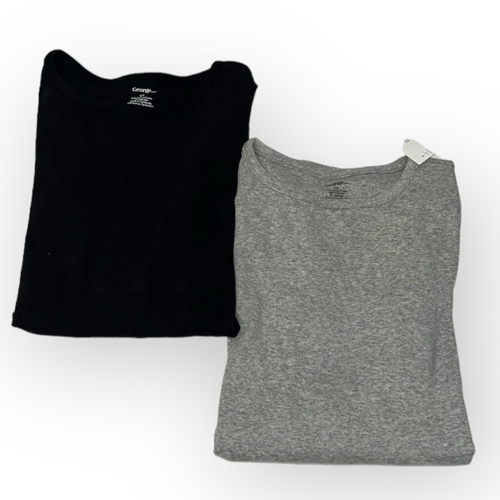 Woman set of 2 long sleeves round neck basic tee size Small